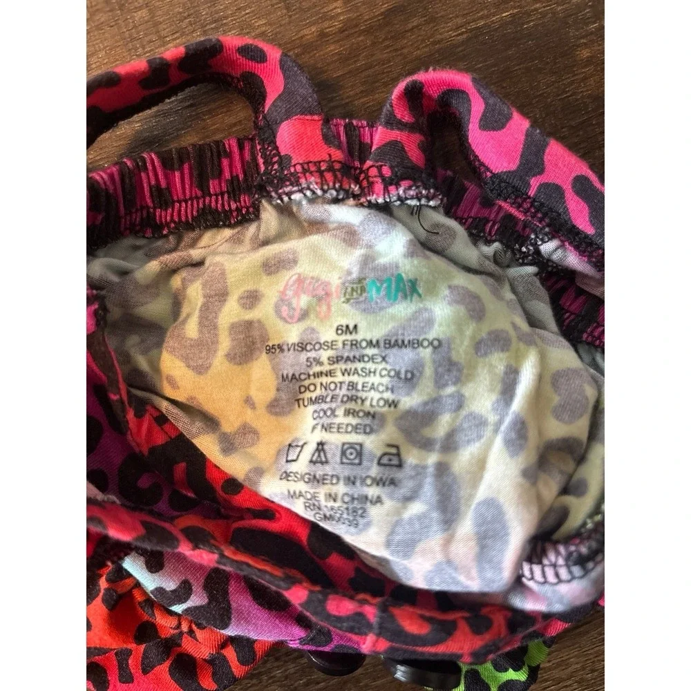 Girls Gigi and Max Rainbow Leopard Print Bubble Romper - Picture 3 of 3